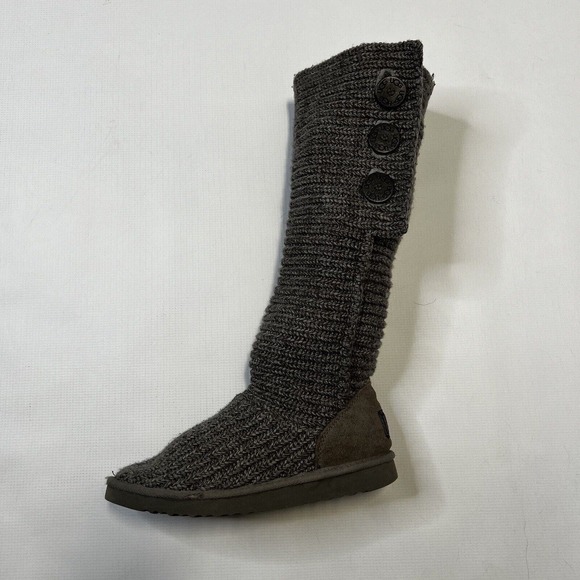 UGG AUSTRALIA WOMEN'S CARDY SWEATER STYLE KNIT MID CALF BOOTS IN GRAY 8 M $150 - Picture 3 of 13